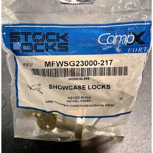 Compx Fort MFWSG23000-217 Showcase Lock for Wood or‎ Glass Nickel Finish
